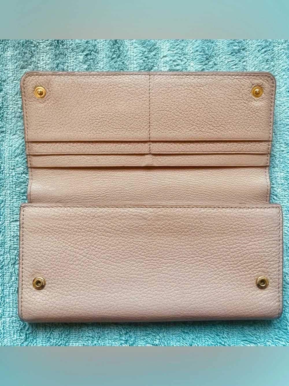 Miu Miu Madras Fiocco Bow Continental Wallet Blush Pink Leather COA -GUC - Picture 3 of 16